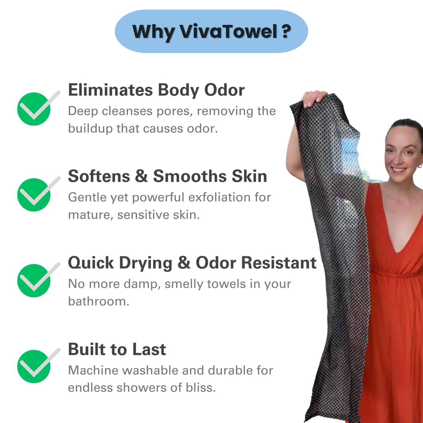 Viva Exfoliating Antibacterial Shower Towel